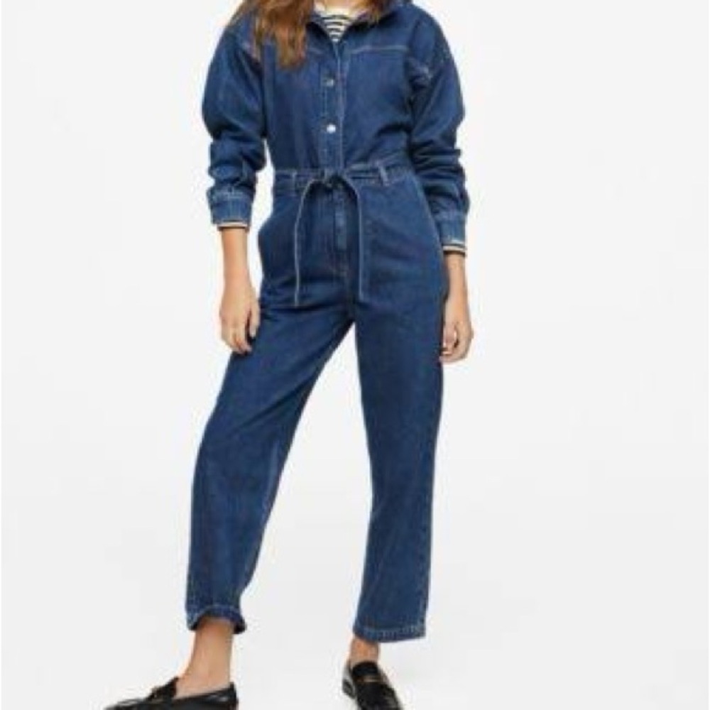 Mango Women's Dark Blue Denim Overalls